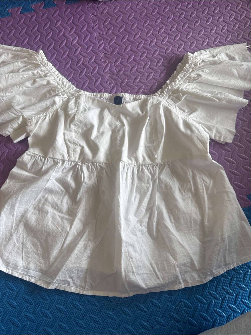 Old Navy White Off-Shoulder Peplum Blouse